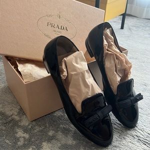 Prada black patent loafers size 37 / 7